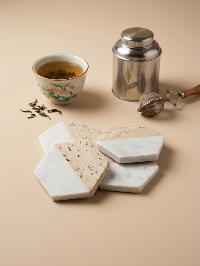 Travertine Marble Coaster Set