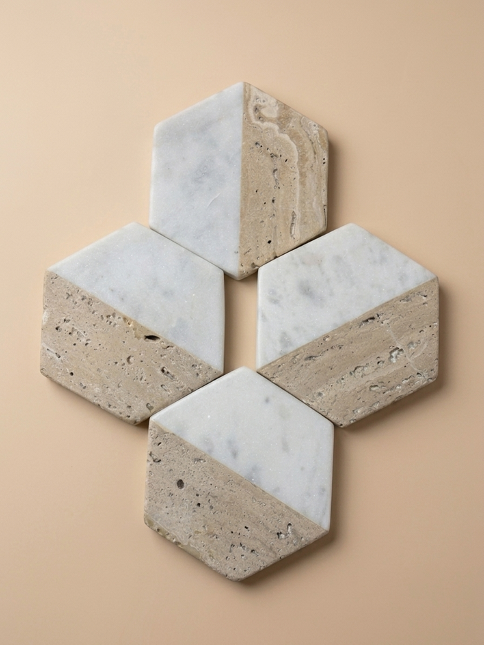 Travertine Marble Coaster Set